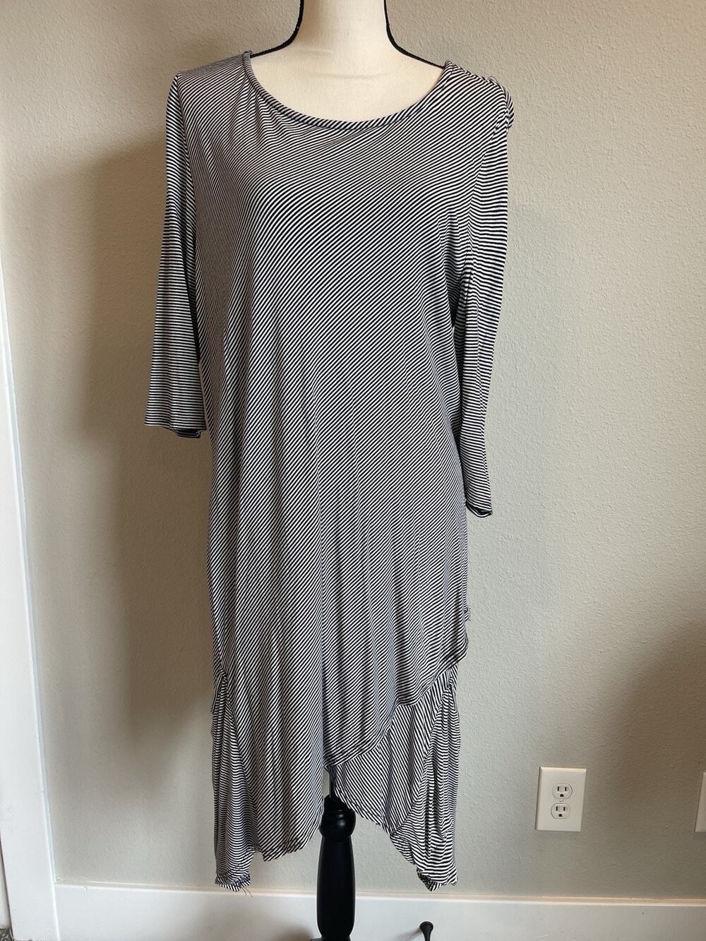 Joseph Ribkoff Sz 12 Asymmetrical Striped Tunic Dress Artsy Lagenlook